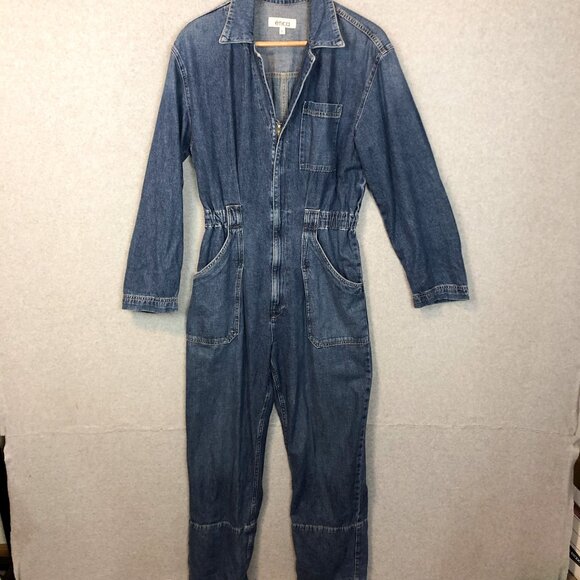 Etica Zeta Denim Long Sleeve Zip Up Jumpsuit Size Large - Picture 2 of 8